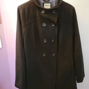 Old Navy Pea Coat sz LG, blk, lining 100%poly, excellent shape.
